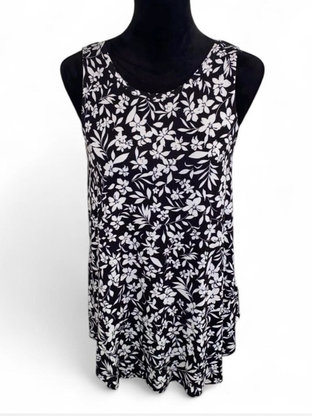 Black and White Floral Tank Top